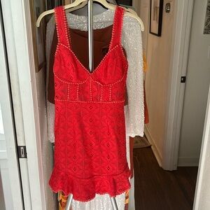 NWT Red crochet style knit summer dress